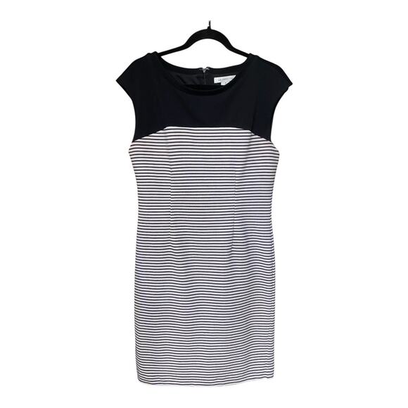 Liz Claiborne Striped Sheath Dress Black White Size M - Picture 2 of 6